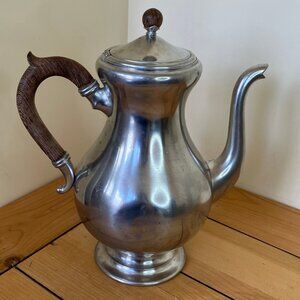 Royal Holland Daalderop Pewter Coffee Pot with Lid Wood Thorn Handle *Dented